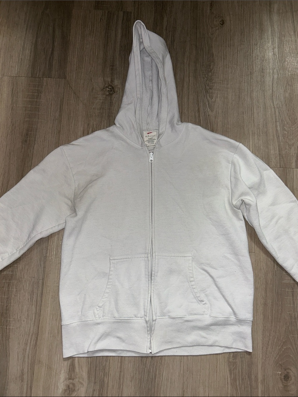 Hanes White Full-Zip Hoodie